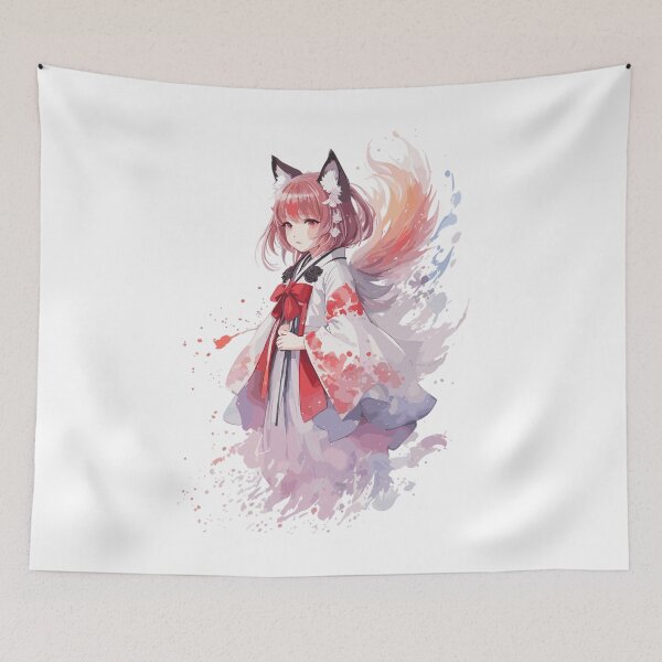Item preview, Kawaii baby in Kitsune fox kimono designed and sold by CatCoconut-Art.