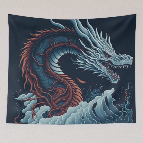 Item preview, Ocean Japanese Nature Dragon Fantasy Art designed and sold by druidwolfart.
