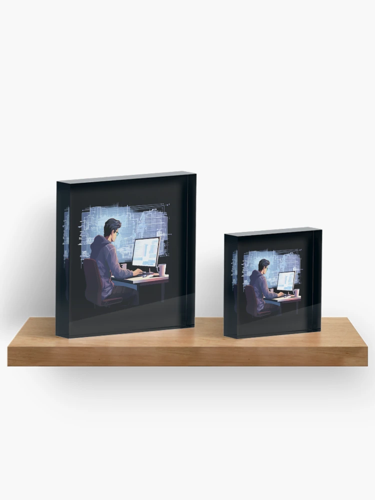 Thumbnail 3 of 5, Acrylic Block, Programmer coder - developer programming coding designed and sold by Mateusz Majcherek.