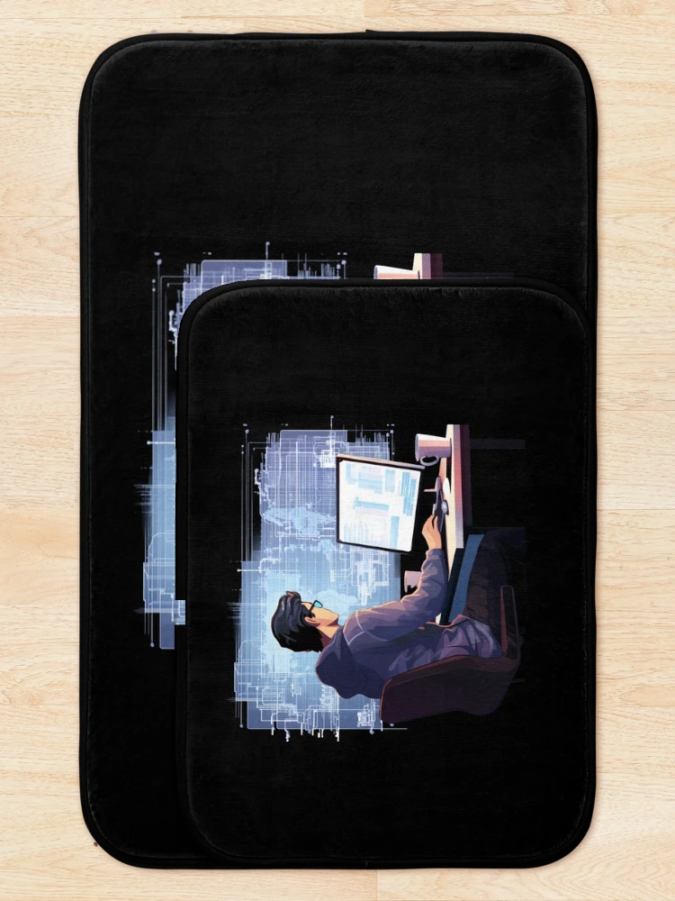Thumbnail 5 of 6, Bath Mat, Programmer coder - developer programming coding designed and sold by Mateusz Majcherek.