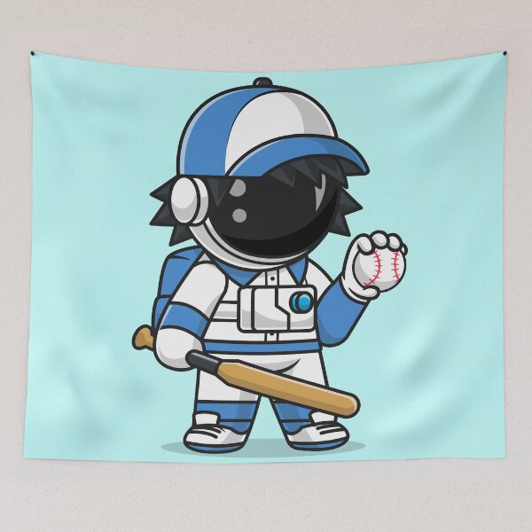 Item preview, Galactic Slugger: Cute Astronaut Playing Baseball - Cartoon Vector Icon Illustration designed and sold by hjian8219.