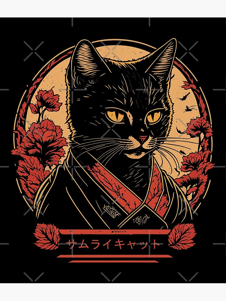  iPhone 14 Pro Samurai Cat Japanese cultural icon retro