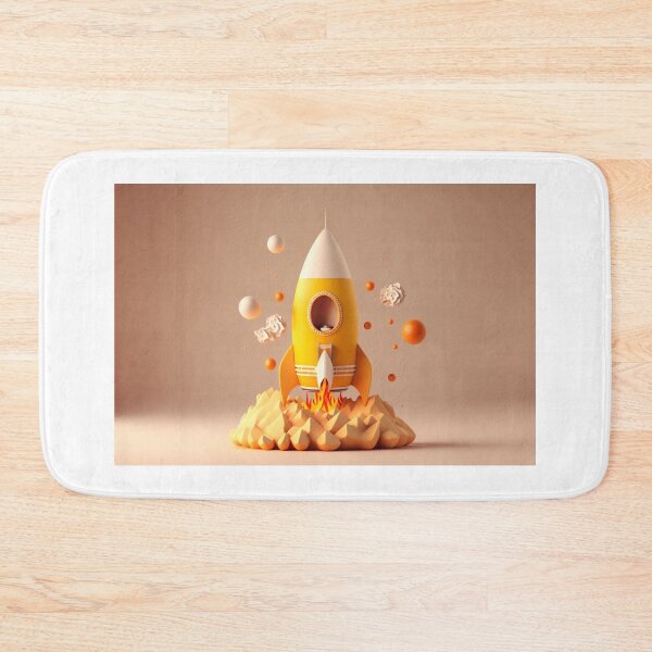 Item preview, Cosmic Journey: Abstract Yellow Rocket Ship - Cartoon Style designed and sold by hjian8219.