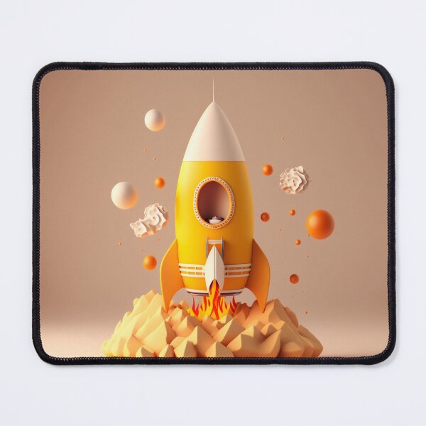 Item preview, Cosmic Journey: Abstract Yellow Rocket Ship - Cartoon Style designed and sold by hjian8219.
