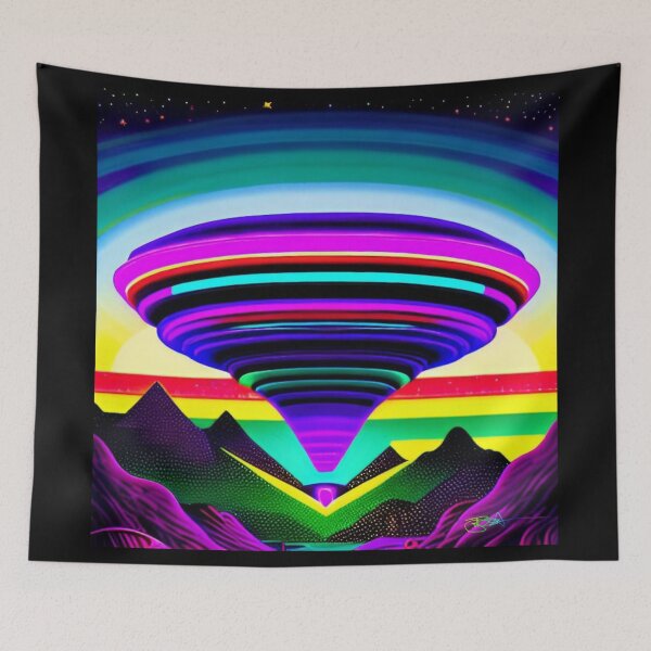 Item preview, Area 51 – Trippy Neon Retro UFO Retrowave 108 | Grusch designed and sold by Benito Del Ray.