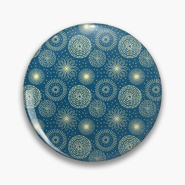 Item preview, Concentric Geometric Medallion Circles Pattern Yellow on Royal Blue designed and sold by Evergreen-Farm.