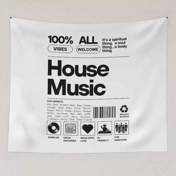 Item preview, HOUSE MUSIC  - Product Label (Black)  designed and sold by Discothreadz.