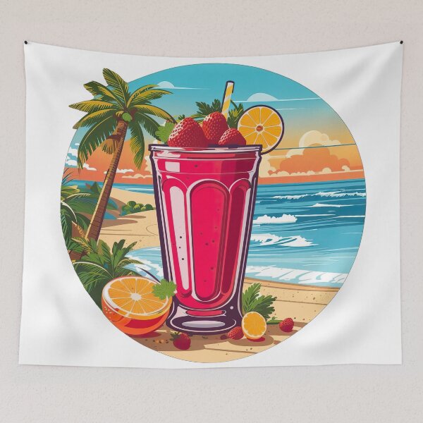 Item preview, A Glass of Fruit Juice in a Beach Paradise designed and sold by Md Sohel.