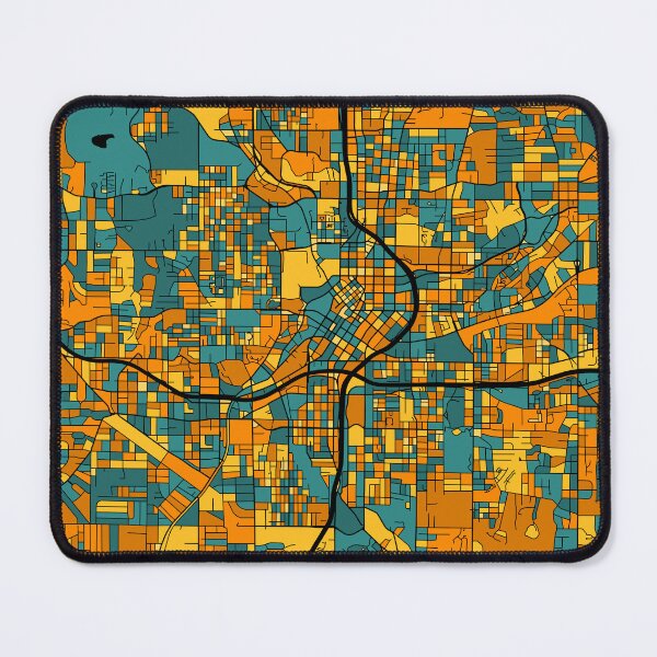 Item preview, Atlanta Map Pattern in Orange & Teal designed and sold by PatternMaps.