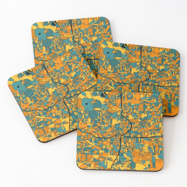 Item preview, Atlanta Map Pattern in Orange & Teal designed and sold by PatternMaps.