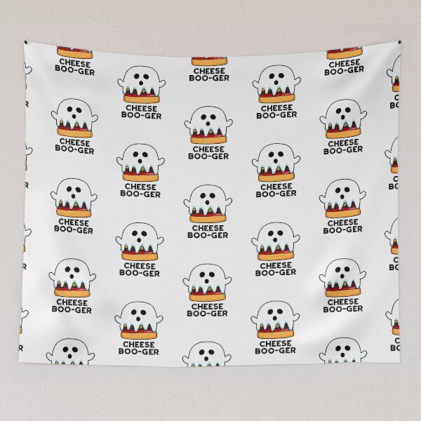 Item preview, Cheese Boo-ger Halloween Ghost Funny Cheeseburger Puns  designed and sold by punnybone.