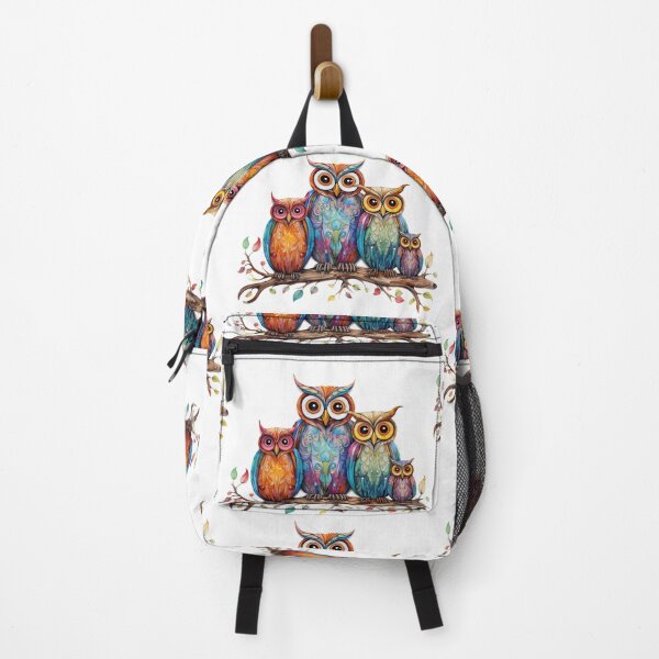 Item preview, Colorful Cartoon Owls on a Branch, Owl Family, Owl Design designed and sold by Rroliver.