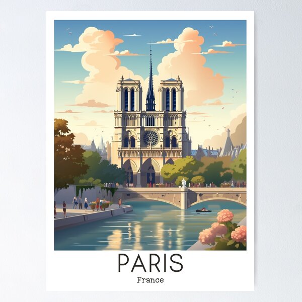 Aperçu de l'œuvre Une illustration vintage de voyage de Paris - France créée et vendue par GoodOldVintage.