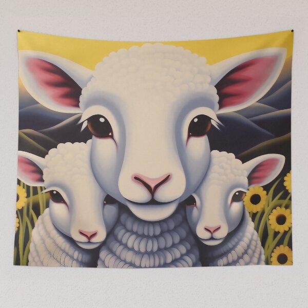 Item preview, Shy lambs - Mama sheep with cute twin lambs designed and sold by Liljinkzy.