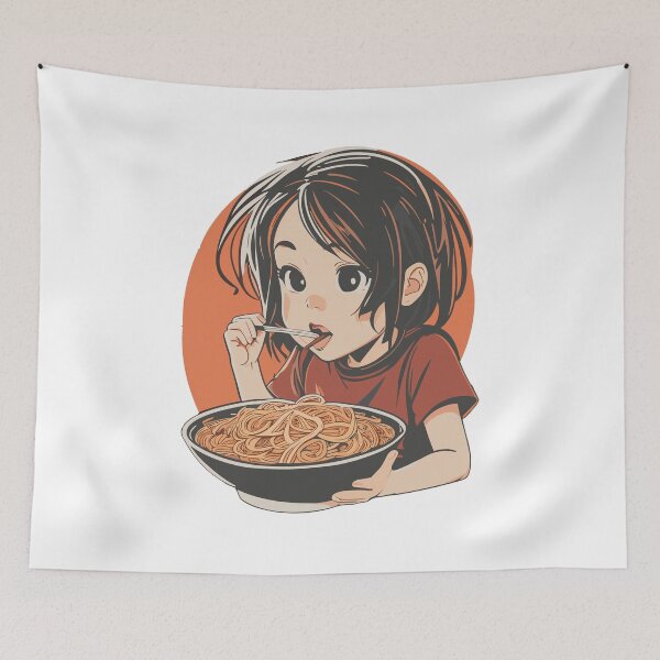 Item preview, Girl Eating Spaghetti designed and sold by DesignFusion2.