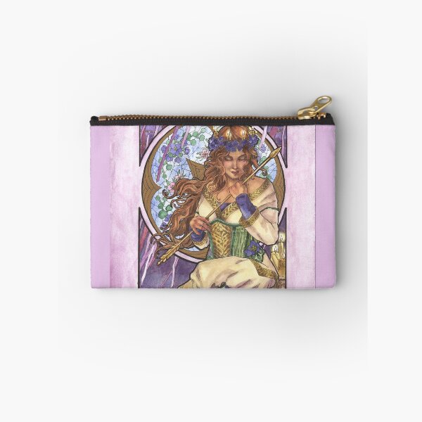 Item preview, Lady of February Art Nouveau Birthstone and Birth Flower Mucha Inspired Goddess Art with Violets and Candles designed and sold by angelasasser.