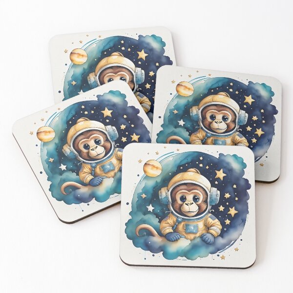 Artikelvorschau, Space Monkey Aquarell entworfen und verkauft von Printsalotl.