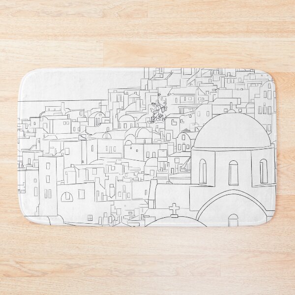 Item preview, Greece santorini illustration hand painted  designed and sold by ColorandColor.