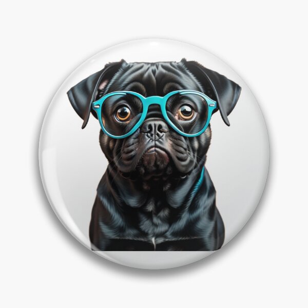 Item preview, Black Pug with Glasses designed and sold by 96CypressAlley.