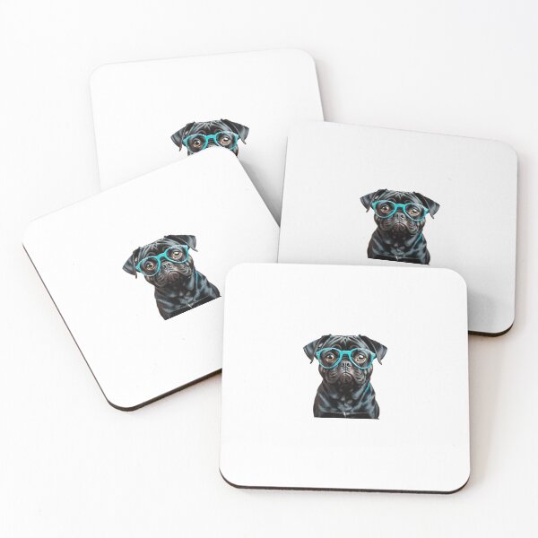 Item preview, Black Pug with Glasses designed and sold by 96CypressAlley.