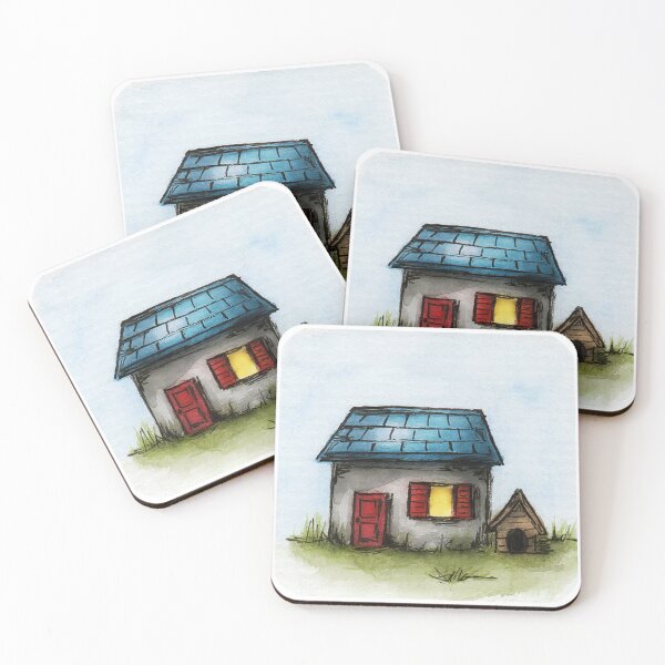 Item preview, Tiny home and dog house watercolour painting designed and sold by Funsize-Art.