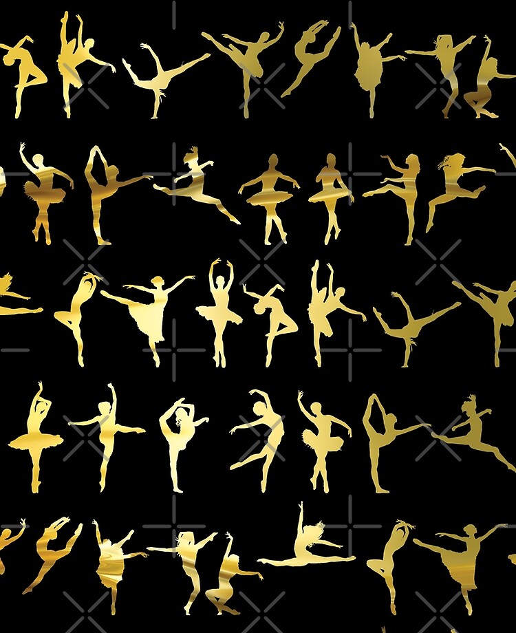 Dance poses silhouette pattern / texture (liquid gold) - ballerina - dance  lover, ballet lover gift idea - Dance - Posters and Art Prints | TeePublic