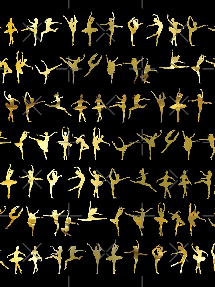 Dance poses silhouette pattern / texture (liquid gold) - ballerina - dance lover, ballet lover gift idea by Vane22april