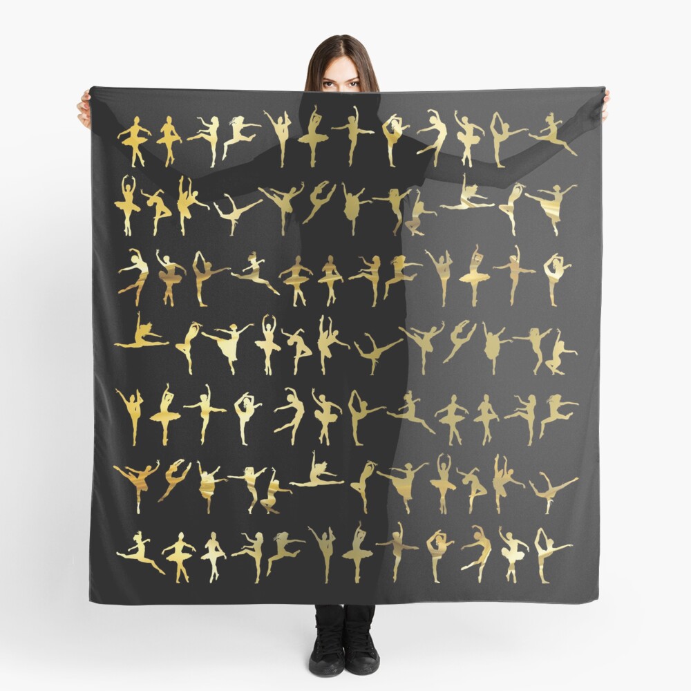 Dance poses silhouette pattern / texture (liquid gold) - ballerina - dance lover, ballet lover gift idea Scarf