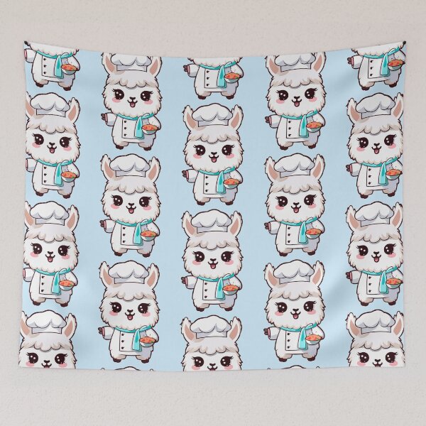 Item preview, White Llama Chef Cooking Kawaii designed and sold by llamahuaska.
