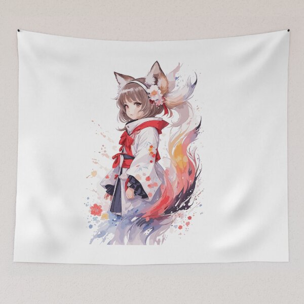 Item preview, Kawaii baby in Kitsune fox kimono designed and sold by CatCoconut-Art.