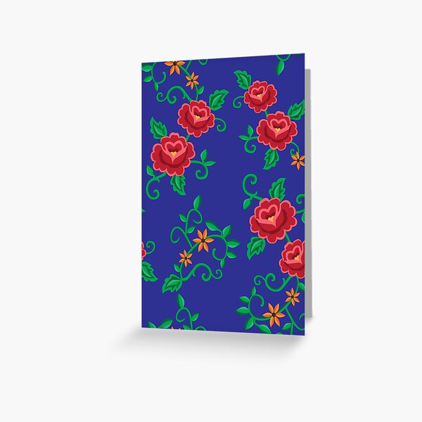 Folk embroidery with flowers - traditional pattern Greeting Card