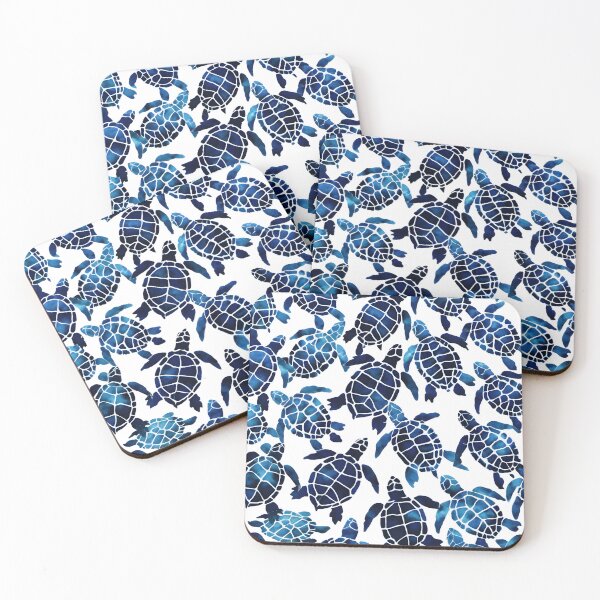 Item preview, Indigo Blue and teal shibori turtle pattern designed and sold by patterncrow.