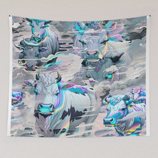 Item preview, cows, beautiful, sky-high, morning mist, opal, sparkling, flaming, shining, celestials, horoscope designed and sold by Maria Mihailova.