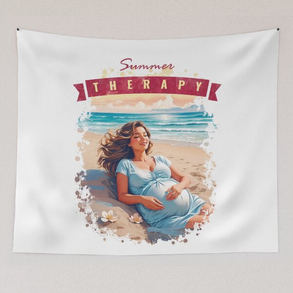 Item preview, Summer Therapy For A Pregnant Woman Feeling Good Beach Therapy On Exotic Beach Vacation Enjoying Pregnant Life designed and sold by TriniTeeClub.