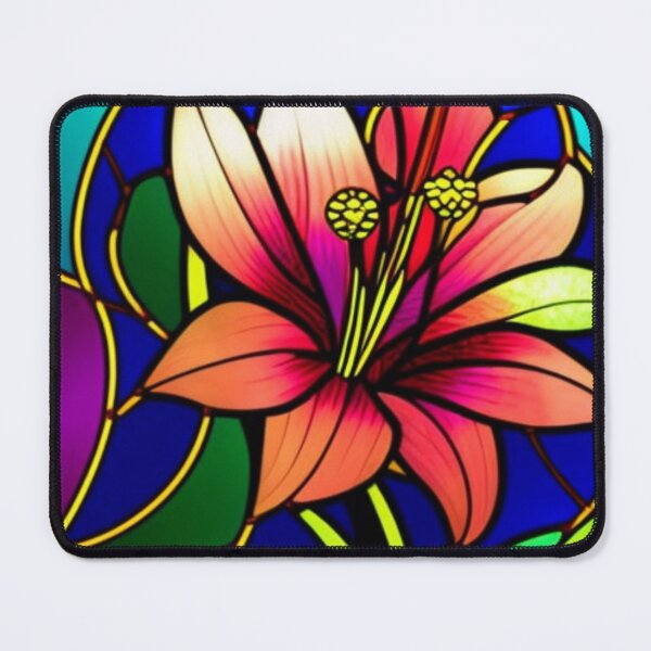 Item preview, Stained glass lily, geometric lines, wallpaper, art deco designed and sold by aipaint.