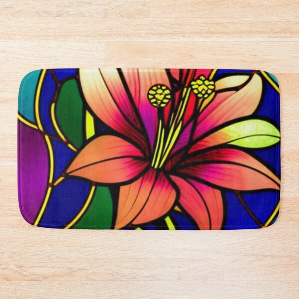 Item preview, Stained glass lily, geometric lines, wallpaper, art deco designed and sold by aipaint.