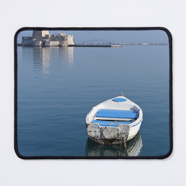 Item preview, White boats and Bourtzi fortress in Nafplio, Peloponnese, Greece designed and sold by goceris.