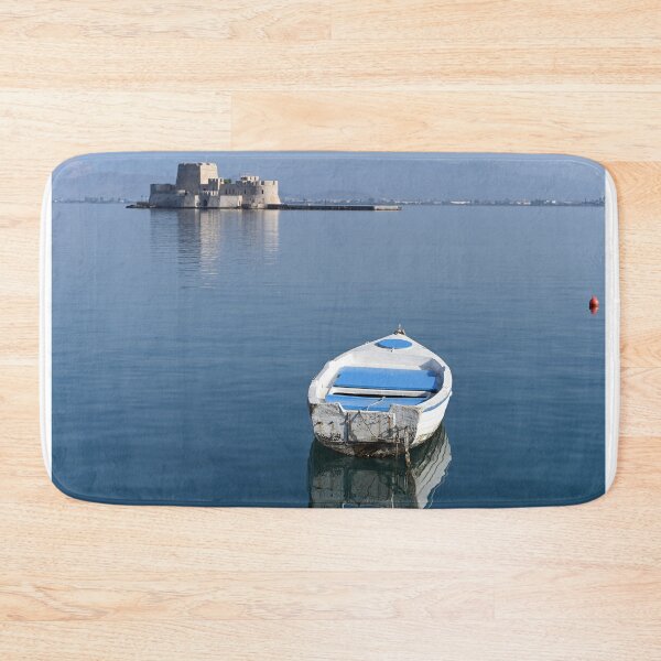 Item preview, White boats and Bourtzi fortress in Nafplio, Peloponnese, Greece designed and sold by goceris.