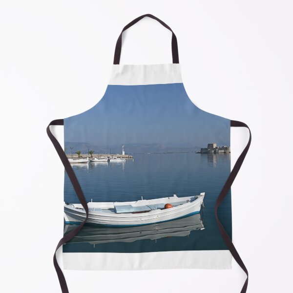 Item preview, White boats and Bourtzi fortress in Nafplio, Peloponnese, Greece designed and sold by goceris.