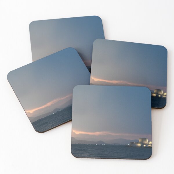 Item preview, Sunset over the castle Bourtzi in Nafplio, Peloponnese, Greece designed and sold by goceris.
