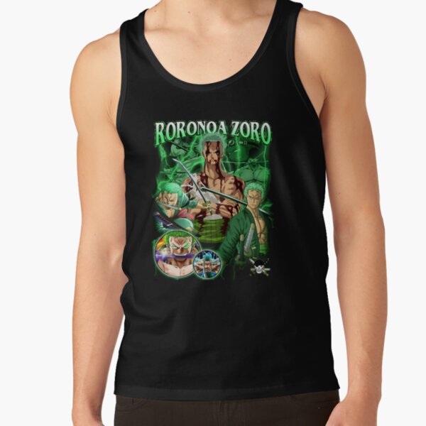 Anime Manga Zoro Tank Top Hombre Verano Cuello Redondo Chaleco Algodón Moda  Camisas Sin Mangas