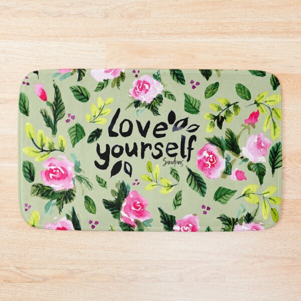 Item preview, Love Yourself Florals Watercolor Green designed and sold by SandraArtStudio.