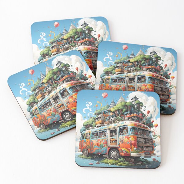 Item preview, A colorful bus with a magical city on top. designed and sold by Nickyayee.