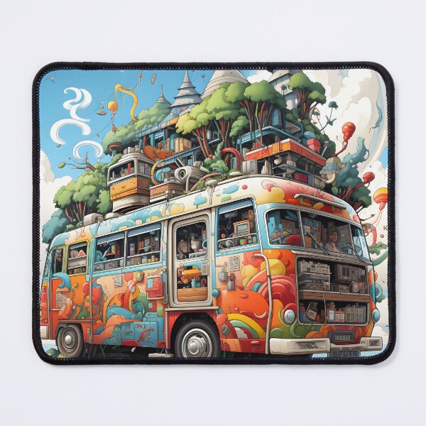 Item preview, A colorful bus with a magical city on top. designed and sold by Nickyayee.