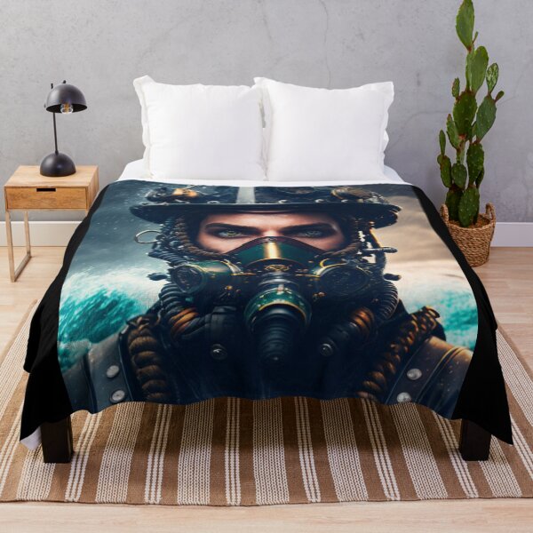 Item preview, Futuristic Steampunk Deep Sea Diver in a Face Mask in a Stormy Sea designed and sold by KALEIDOSCOPE UK.