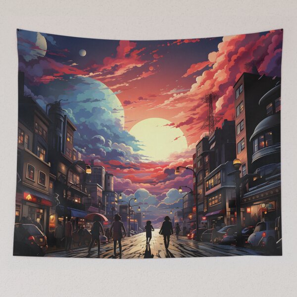 Item preview, A couple walking down a street at sunset designed and sold by Nickyayee.