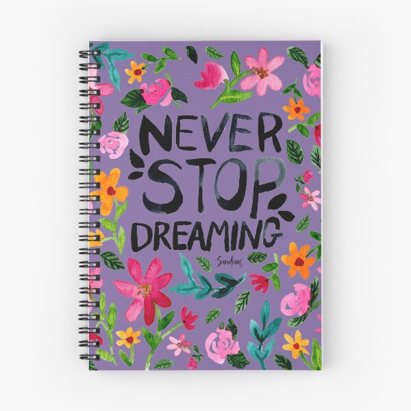 Item preview, Never Stop Dreaming Quote Florals Watercolor Purple designed and sold by SandraArtStudio.