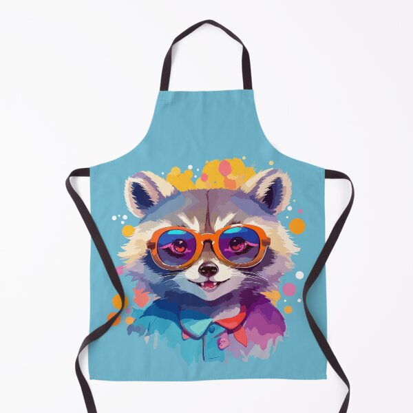 Item preview, Happy raccoon with glasses, bright colorful illustration designed and sold by Niktarka.