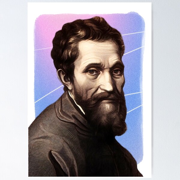 Item preview, Italian Sculptor Michelangelo - purple pink - illustration  designed and sold by Litstoy.
