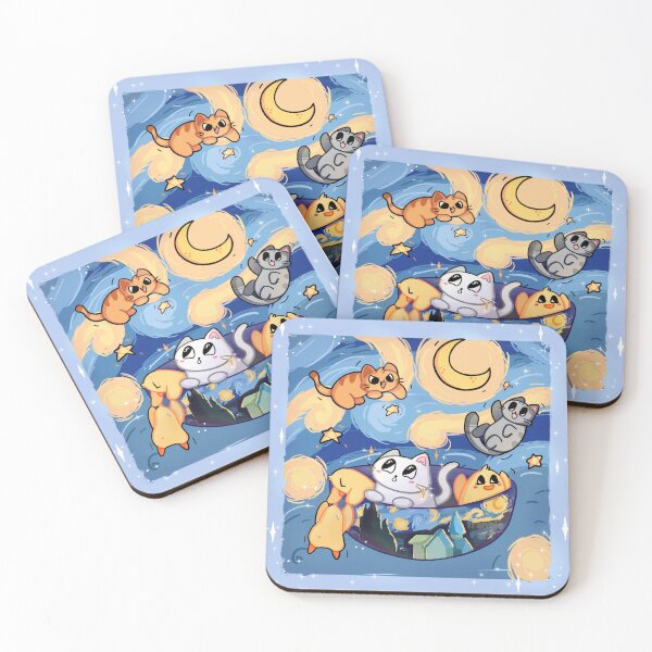 Item preview, Starry Night with Cats and Baby Chicks designed and sold by franzieart.